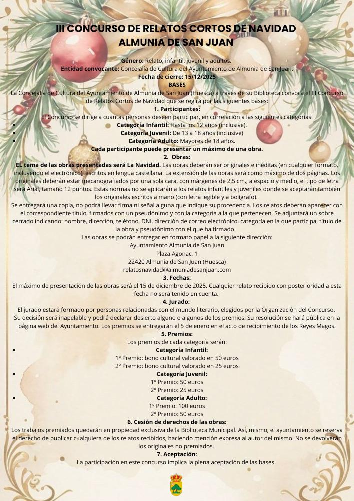Imagen III CONCURSO DE RELATOS CORTOS DE NAVIDAD ALMUNIA DE SAN JUAN